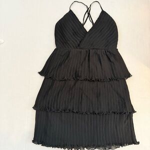 Altar’d State Black Ruffle Tiered/Layered Spaghetti Strap Cocktail Party Dress S